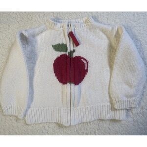 80s Vintage OshKosh Apple Knit Zip Cardigan Baby 12–18M EUC